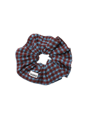 Stretch Seersucker Ruffle Scrunchie_Racing Red_A5862