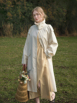 HARICOT single button long trench coat_IVORY