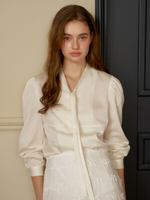 D Scarf Tie Detail Blouse_2colors