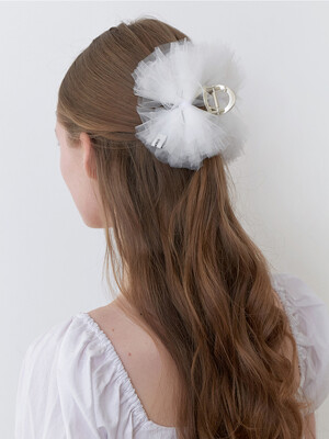 tutu mesh ribbon claw - white