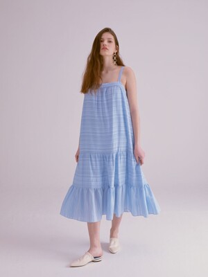 STRIPE TIERED LONG SLIP DRESS_SKY BLUE