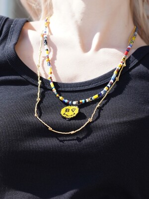 Smile pendant beads Necklace 비즈 스마일 목걸이