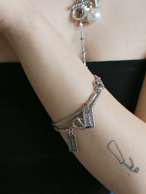 rope two line bracelet-silver