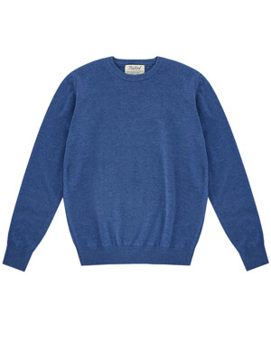 Wool soft round neck knit (Blue)