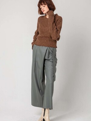 Wrap-style belted pants  (premium line)_KH/GREY