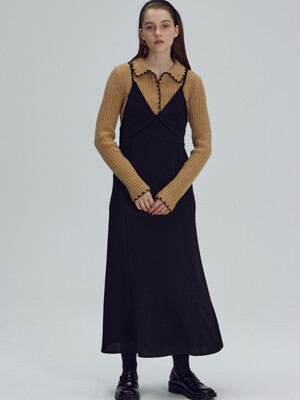 [단독기획] Jersey back point layered dress - 2color