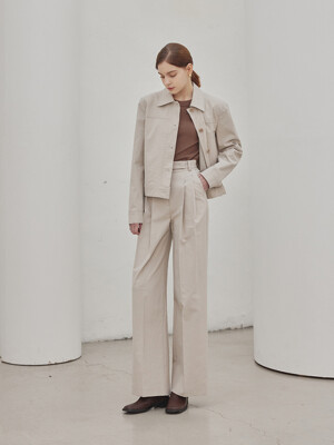 Medison two pinturk wide pants_BEIGE