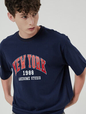 뉴욕 반팔 티셔츠 빈티지네이비