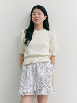 Color Block Cotton Knit Pullover_ivory