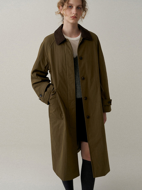 아우터 - 블랭크공삼 (blank03) - padded balmacaan trench coat (khaki)