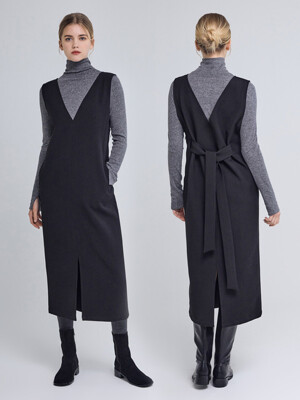 V-NECK DRESS(BLACK)