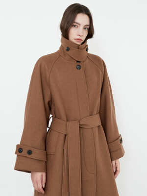AD005 hidden button wool laglan coat (cocoa)