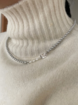 mono pearl silver necklace (cream,grey,black)