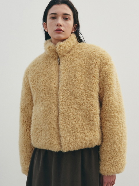 아우터 - 닉앤니콜 (NICK&NICOLE) - NICOLE FLUFFY FUR JUMPER_YELLOW BEIGE
