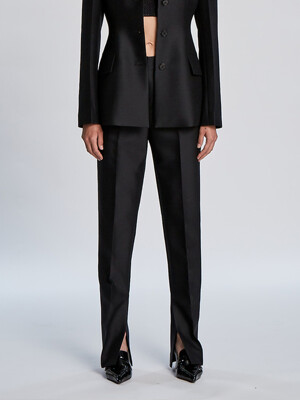 SLIT SILK PANTS (BLACK)