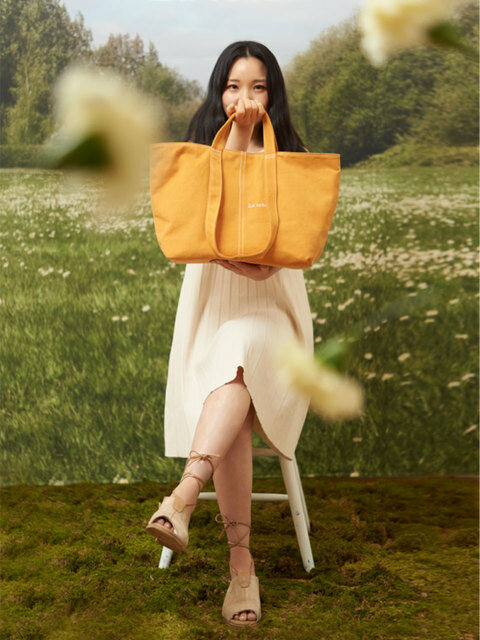 숄더백,토트백,에코/캔버스백 - 라크램므 (la creme) - Reversible Stitch Bag_Orange
