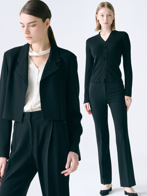 [Drama Signature] Cropped Blazer + Bootcut Trousers SET