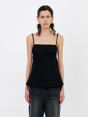 STRAPPY SLEEVELESS CAMISOLE TOP - BLACK