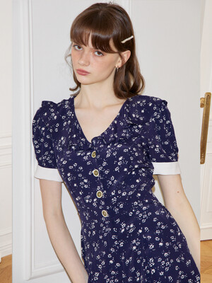 Ruffle Collar Jumpsuit_ Navy