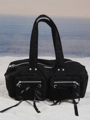 Double Ribbon Cargo Duffle Bag (BLACK)