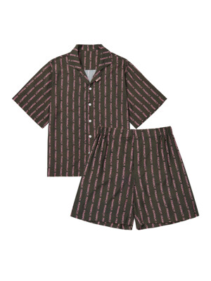 Vertical Logo Pajama Set, Brown