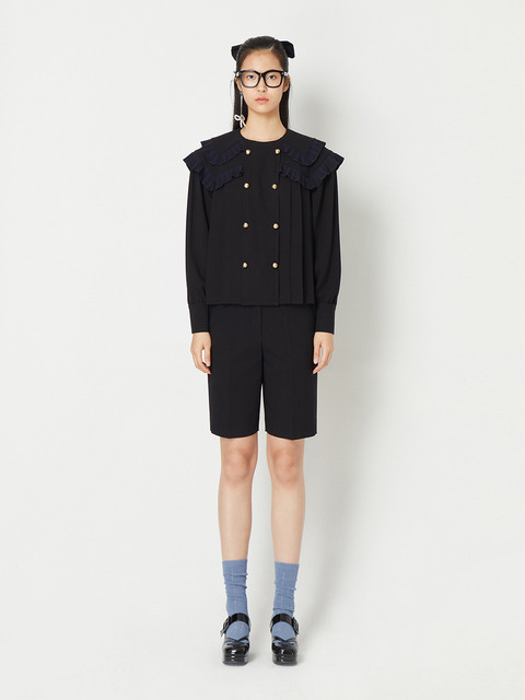 블라우스 - 럭키슈에뜨 (LUCKY CHOUETTE) - [Atelier] Wrinkle Point Long-Sleeved Blouse_LFSAW23840BKX