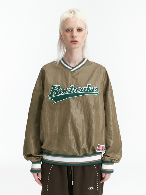 티셔츠 - 락케이크 (ROCKCAKE) - Nylon V-neck Sweatshirt - Beige