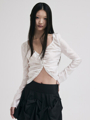 HOOK SHIRRING BLOUSE_WHITE