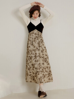 LS_Maple velvet stitched dress