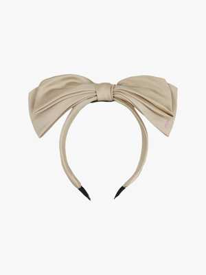 TIERED RIBBON HAIR BAND_BEIGE