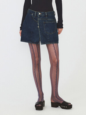 WRAP DENIM MINI SKIRT (blue)