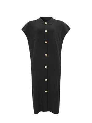 24SS Callaite Patch Pocket Collar Knit Dress - Black