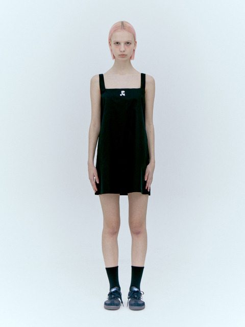 【韓国 Rest & Recreation】 RR STITCH TERRY MINI DRESS rest & recreation] RR STITCH TERRY MINI DRESS - BLACK 正規品