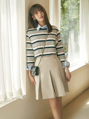 FORMAL PLEATS SKIRT_LIGHT GREY