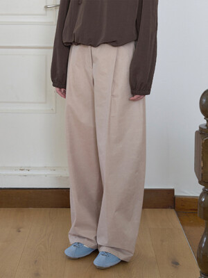 SUEDE WIDE PANTS_BEIGE