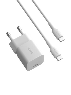 벨킨 25W USB-C PD 3.1 PPS 초소형 고속 충전기 1M 케이블 포함 WCA012B6