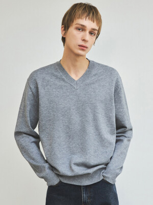 Always Washable V-neck Knit_Gray(WC25-KN01)