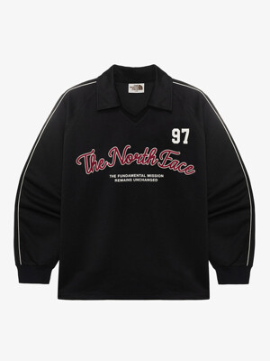 NT7TR04J 화이트라벨 TNF 크루 칼라 긴팔 티_BLACK