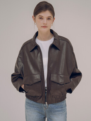 SIOT4045  fake leather bomber jacket_B