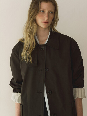 Wind half trench coat_Brown