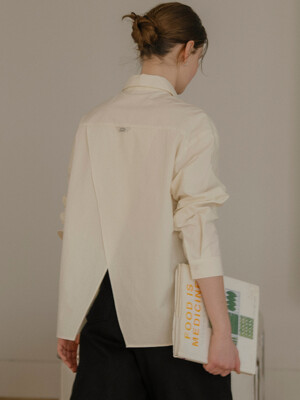 Backslit detail soft cotton shirt_Butter