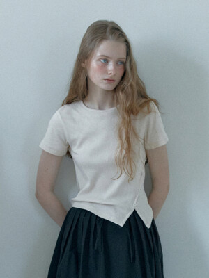 Cut-out Half Sleeve T-shirt_3color