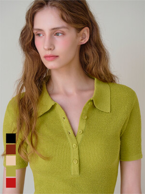 SLIM SUMMER BOUCLE POLO KNIT TEE (5COLOR)