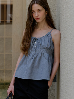 comos 1433 string sleeveless blouse (blue stripe)