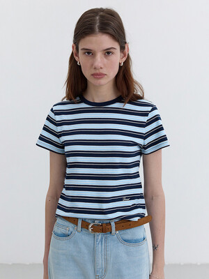 MULTI STRIPE T-SHIRT NAVY SOFT BLUE_UDTS5B228N2