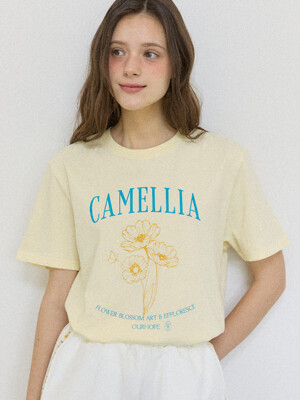 Citrine Camellia T-shirt - Lemon