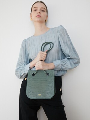 Crocodile organ hole bag_Olive Green