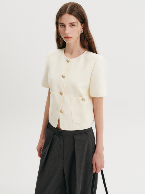 무디디]Overfit double short jacket 004 Gray