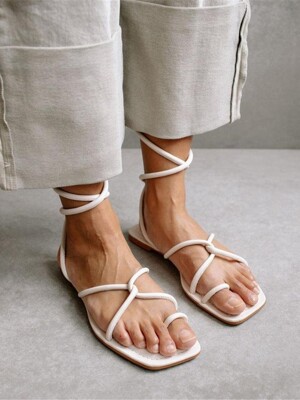 Lace It Up Ivory Flat Sandal