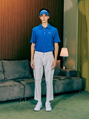 COTTON VELOUR TERRY POLO SHIRT_BLUE